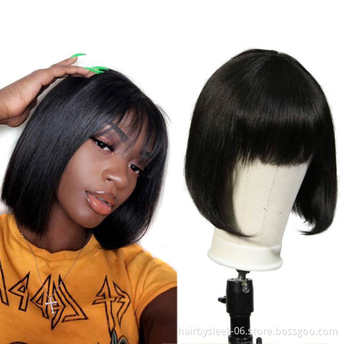 Rebecca Wholesale Straight Bob Wig Brazilian Remy Hair Human Hair Wigs For Women Ombre Color Full Machine Made Wig With Bang